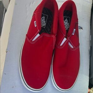 Vans Classic Red Canvas Slip-Ons